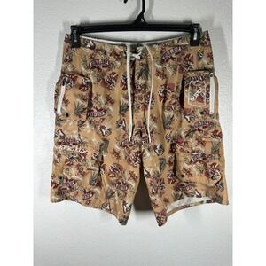 Matix Board Shorts Mens 32 Tan Tijuana Cargo Swim Trunks Graphic Print All Over